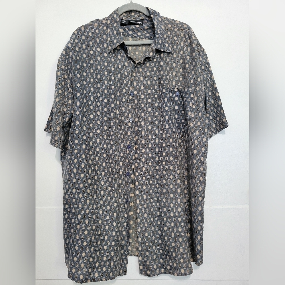 Vntg Colore Italia Printed Silk Men's Shirt XL